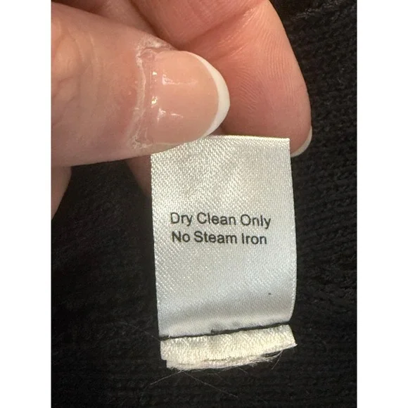 Ming Wang Sweater Vest Women L Black Faux Fur Trim Cable Knit Quiet Luxury Chic - Picture 15 of 15